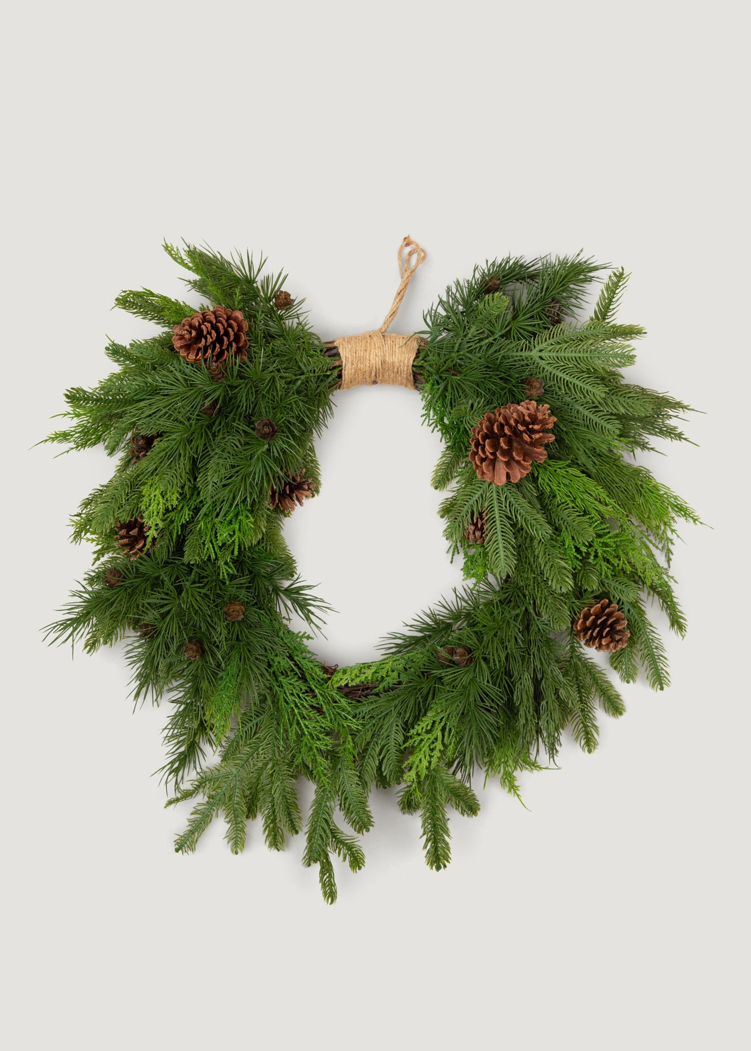 Real Touch Winter Greenery Heart Wreath