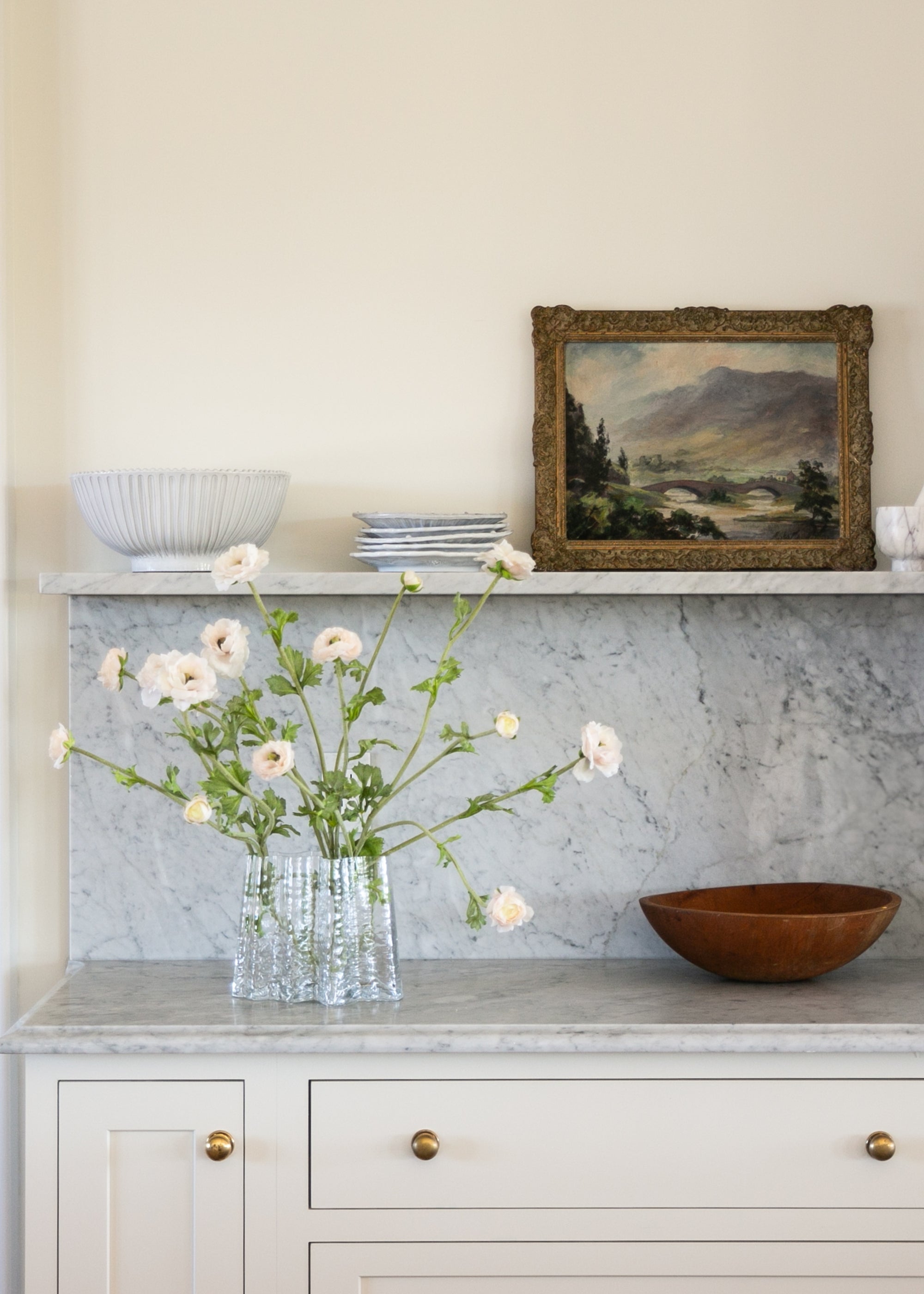 Silk Ranunculus Flowers in Designer Vase