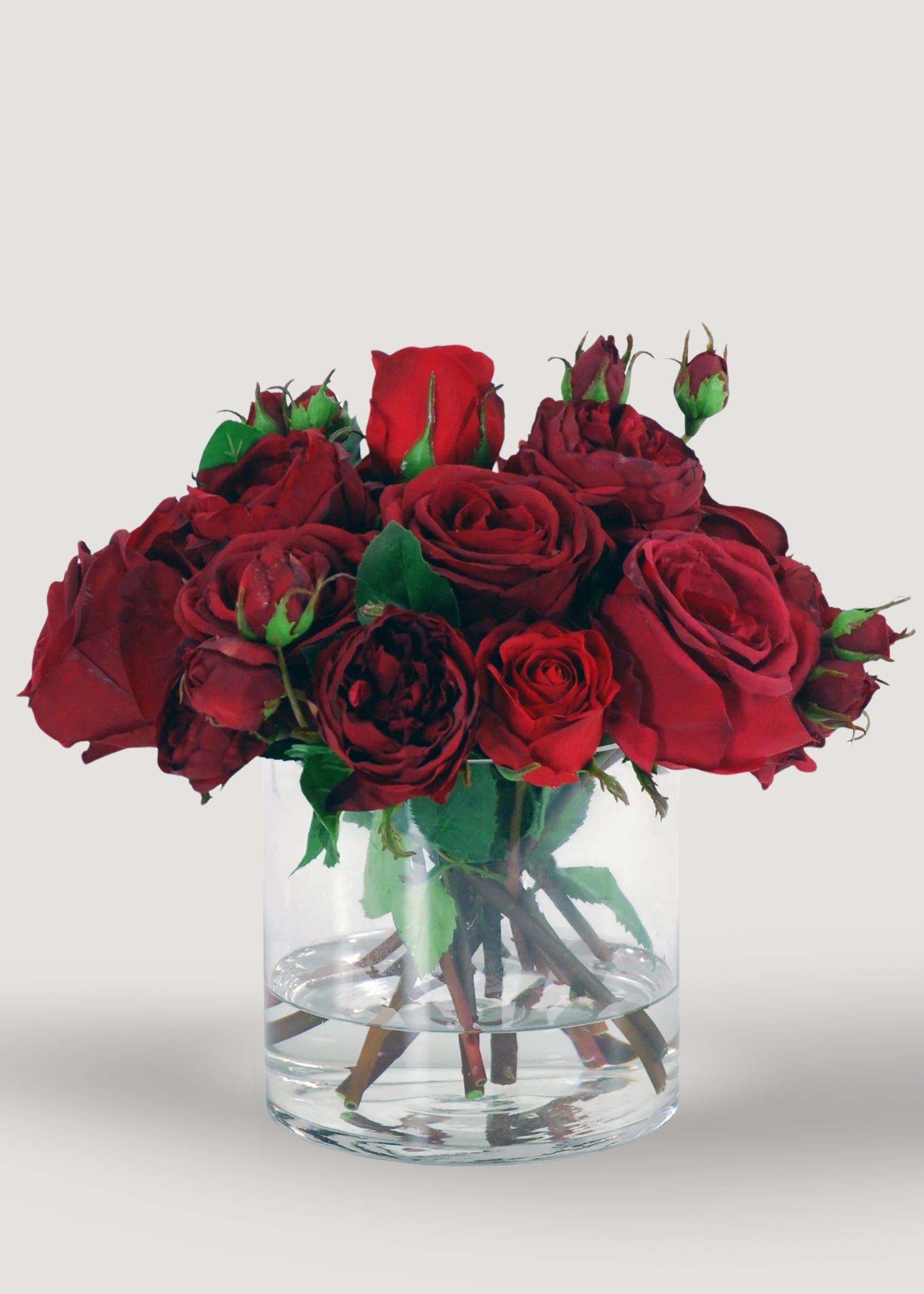 Faux Holiday Arrangement of Red Roses 