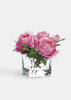 Afloral Faux Flower Arrangements Pink Peonies in Small Glass Vase