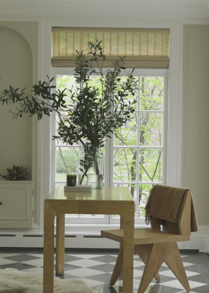 Glass Vase Arrangement of Faux Olive Branches in Video