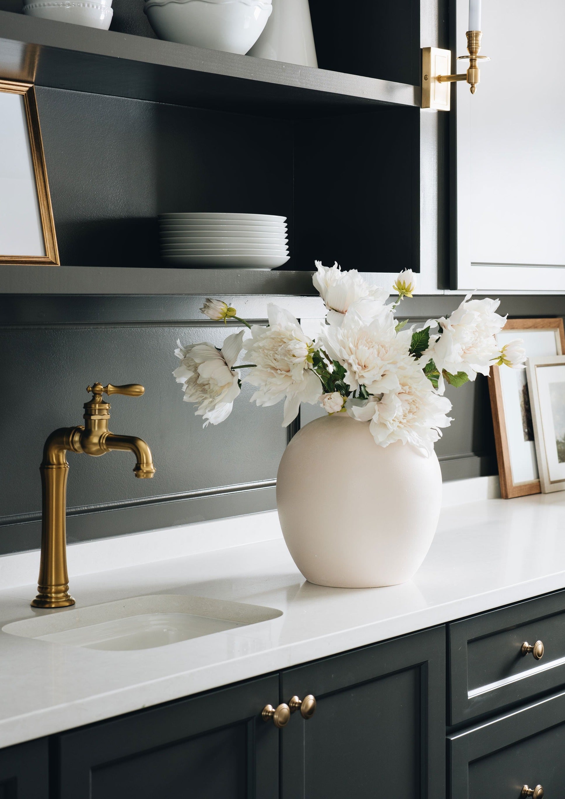 Matte Cream Vase with Faux Dahlias in Video