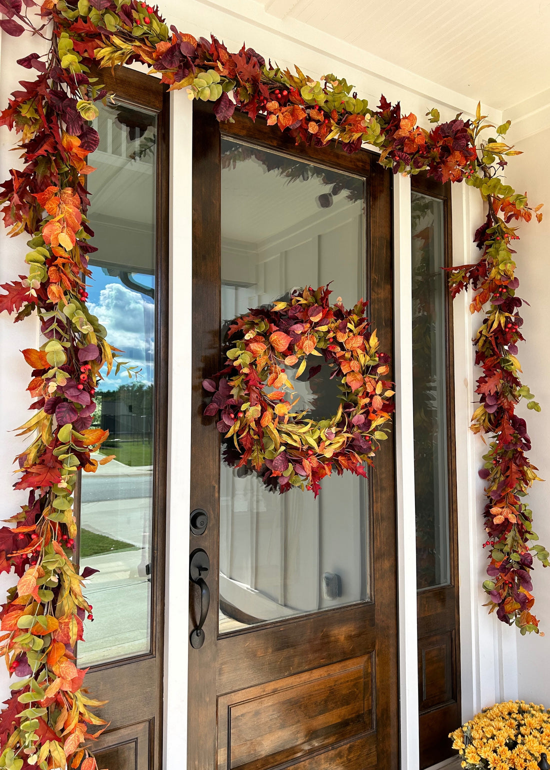 Fall Porch Eucalyptus Wreath and Garland