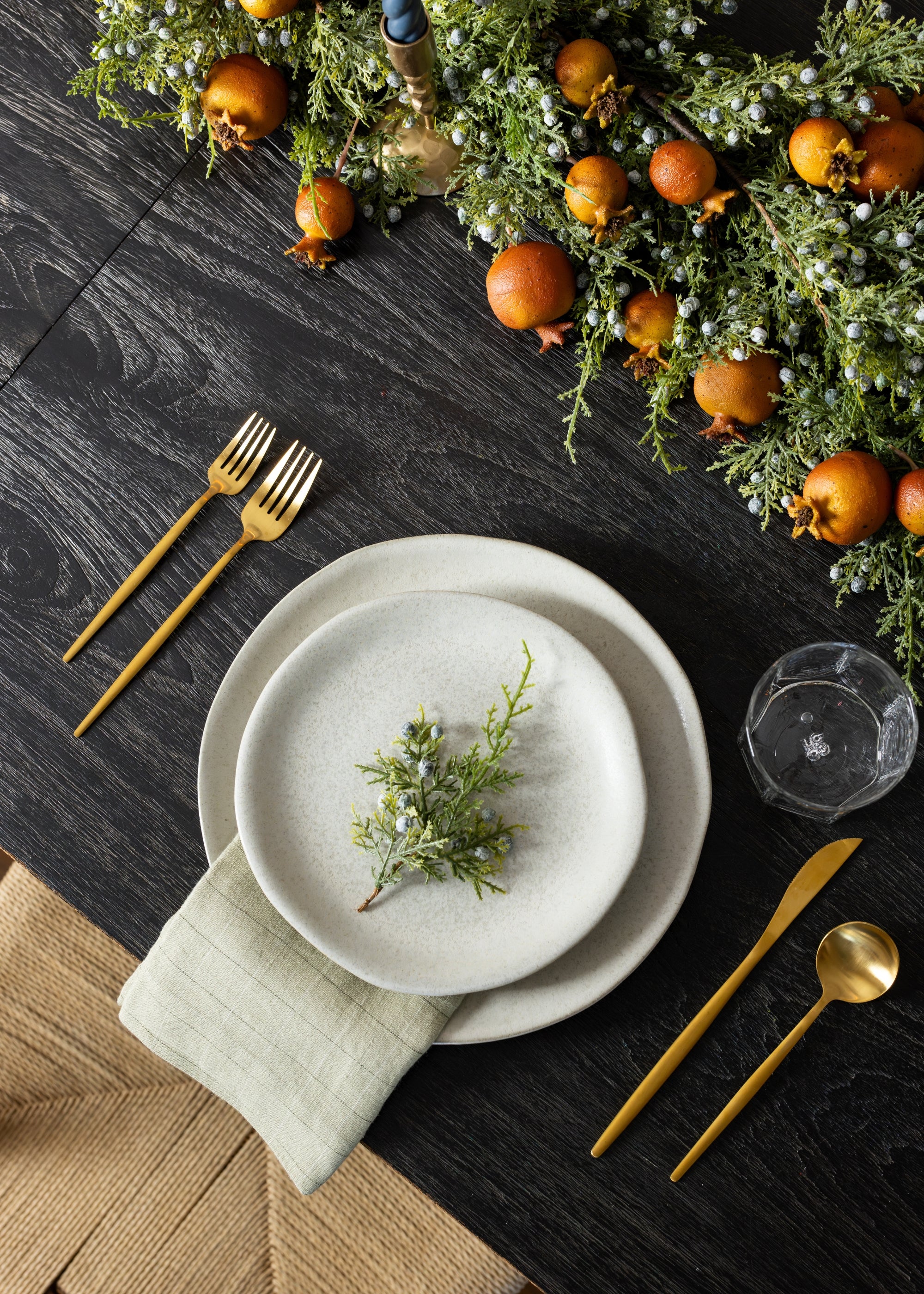 Juniper and Pomegranate Tablescape