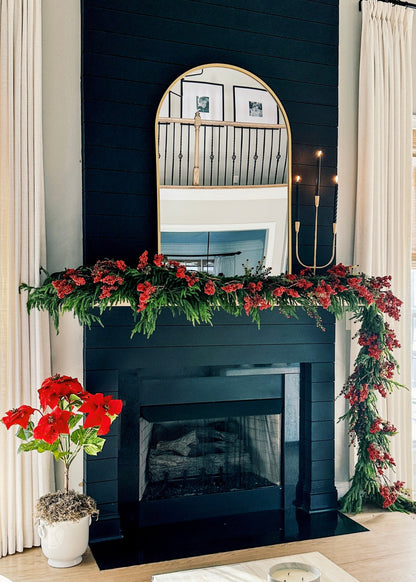 Holiday Norfolk Mantel with Red Accents