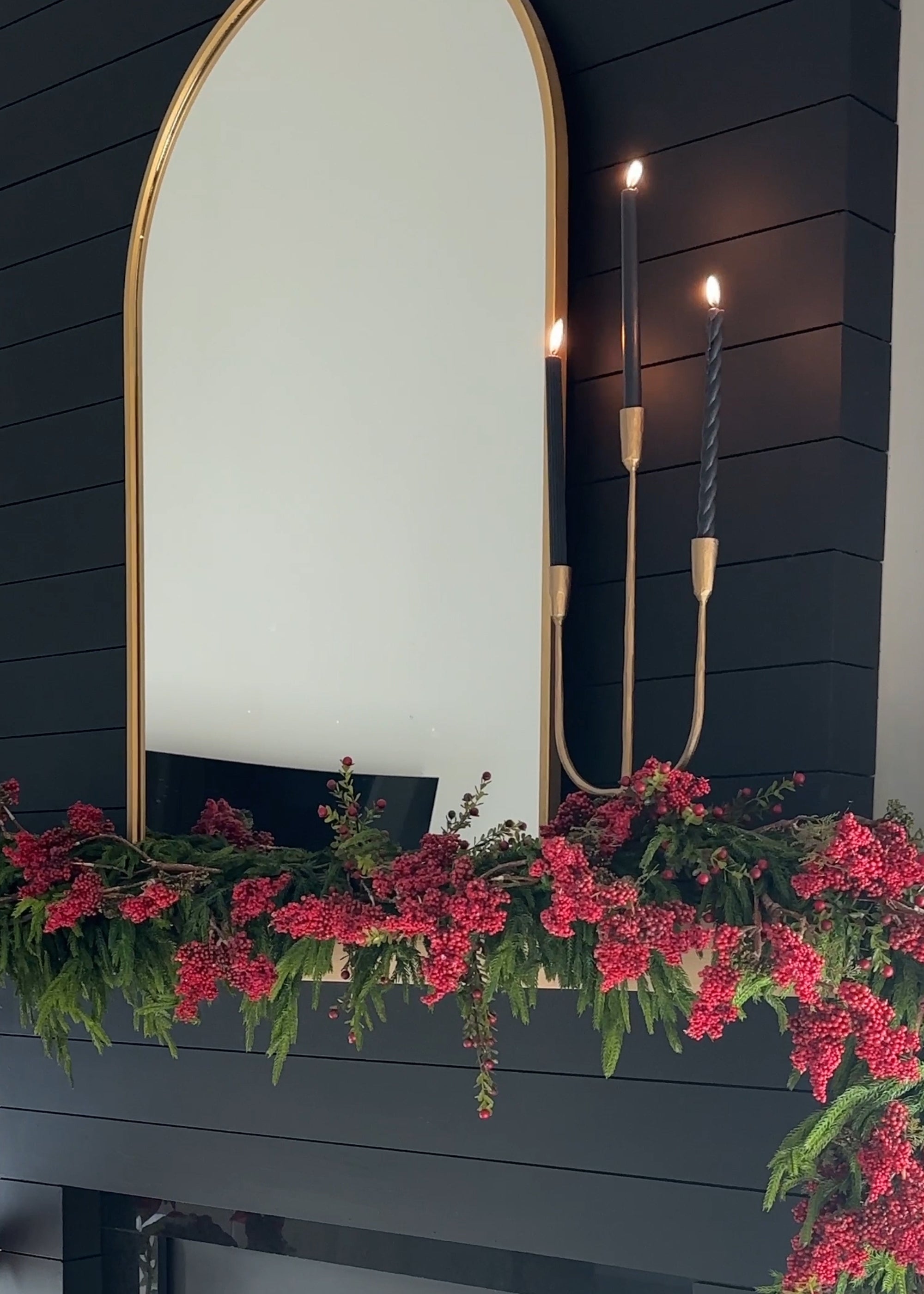 Holiday Decorating a Mantel with Candles and Garland