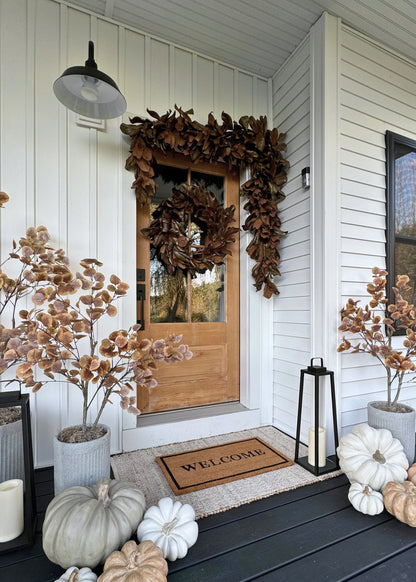 Natural Touch Faux Magnolia Leaf Garland in Aged Brown- 79.5&quot;