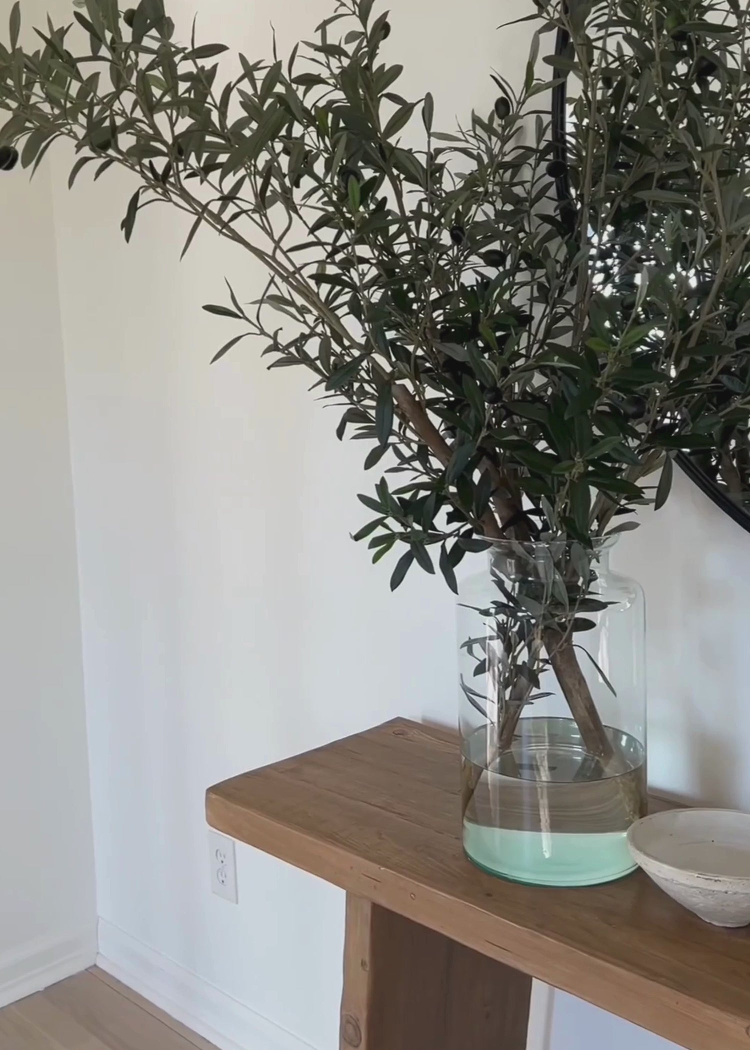 video of faux olive branch arrangement home decoration