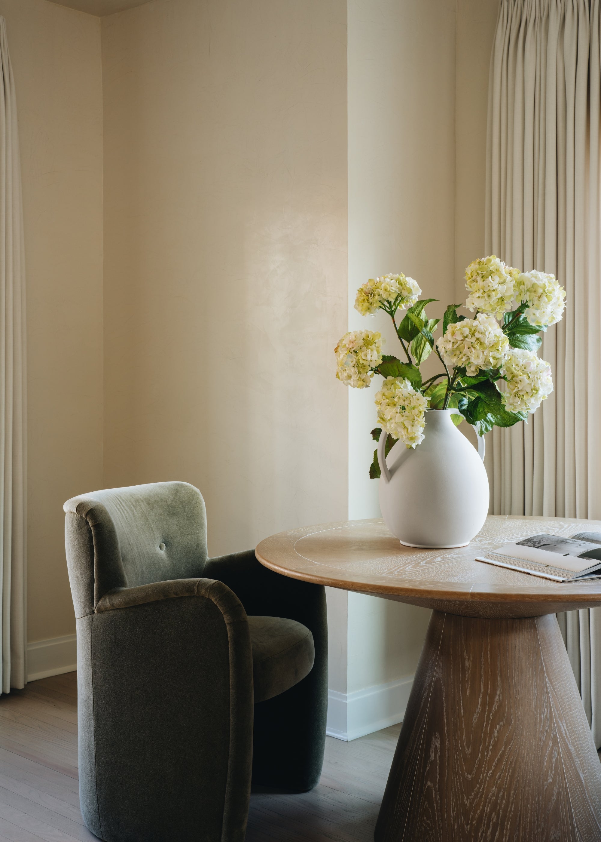 Cream Green Faux Hydrangeas