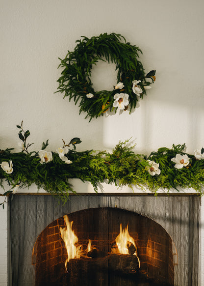 Hanging a Norfolk Wreath above a Mantel