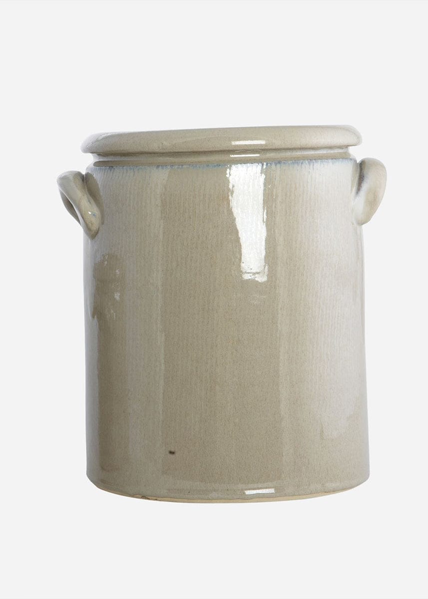 Beige Grey Washed Crock Vase at afloral