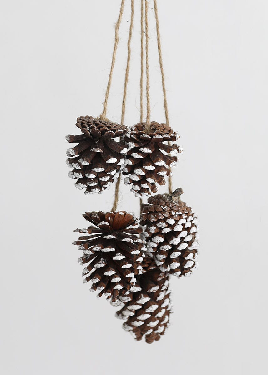 Hanging Snowy Pine Cone Decoration | Holiday Home Styling | Afloral