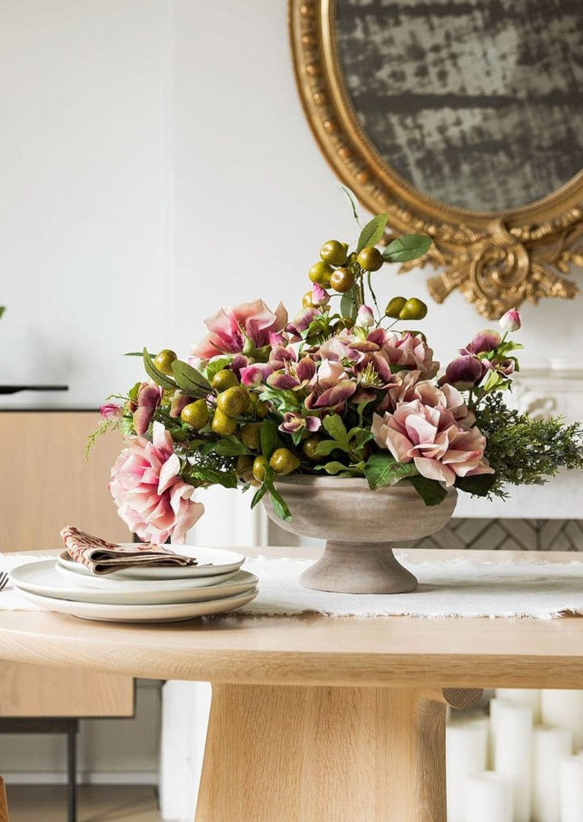 Earthy Mauve Ceramic Compote Bowl - 10.25