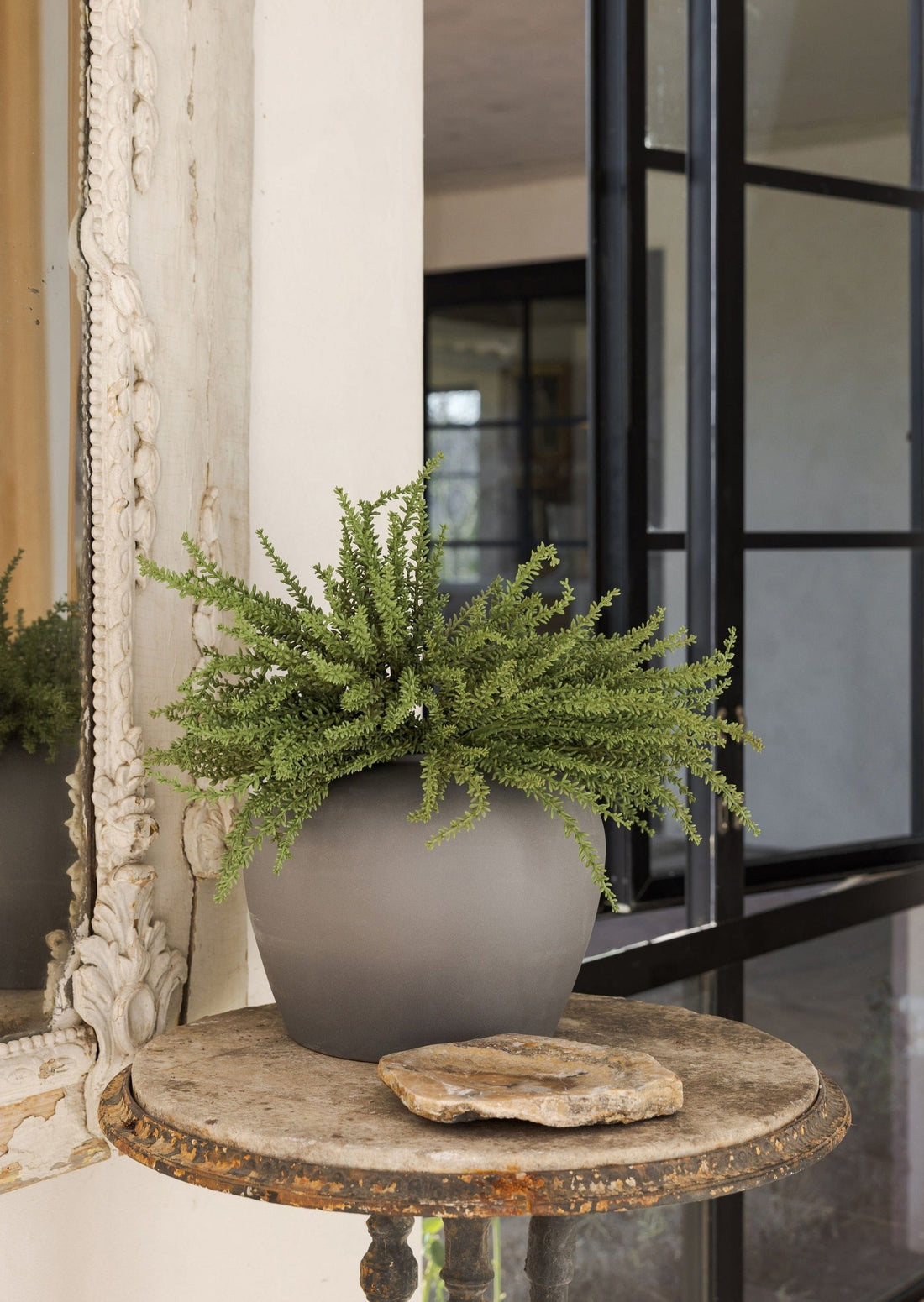 Faux Sedum Plant Styled in the Afloral Large Slate Clay Vase